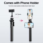 ULANZI MT-70 Extendable Phone Tripod, 63″ Selfie Stick Phone Vlog Tripod Stand with 2 Phone Clip, 360° Rotate Dual Camera Tripod for iPhone Sony Canon GoPro, Lightweight for Travel
