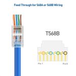 Cable Matters 50-Pack Cat 6 Pass Through RJ45 Connectors (Cat 6 Ends / Cat6 Connector / RJ45 Modular Plugs/Ethernet Plugs/Network Connector) for Solid or Stranded UTP Ethernet Cable