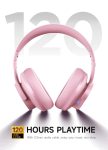 Picun B8 Headphones Wireless Bluetooth, 120H Bluetooth Headphones Over Ear with 3EQ Music Modes, Hands-Free Calls, Deep Bass Headphones for Travel Home Office Cellphone PC (Pink)