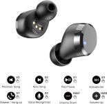TOZO T12 Wireless Earbuds Bluetooth 5.3 Headphones Premium Sound Performance Touch Control LED Digital Display Wireless Charging Case Earphones Dark Black