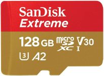 SanDisk 128GB Extreme microSDXC UHS-I Memory Card with Adapter – Up to 160MB/s, C10, U3, V30, 4K, A2, Micro SD – SDSQXA1-128G-GN6MA