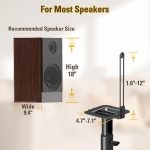 Mounting Dream Speaker Stands Height Adjustable for Satellite & Small Bookshelf Speakers, Set of 2 Floor Stand Mount for Bose Polk JBL Sony Yamaha and Others – 11LBS Capacity MD5402