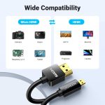 UGREEN Micro HDMI to HDMI Cable Adapter 4K 60Hz Ethernet Audio Return Channel Compatible with GoPro Hero 7/6 Raspberry Pi 5 Retroid Pocket 3+/3 Yoga 3 B500 Sony A6000 Camera Video Capture Card 3FT