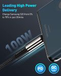 Baseus USB C Cable, 100W PD 5A QC 4.0 Fast Charging USB C to USB C Cable, Zinc Alloy Nylon Braided USB Type C Charger Cable for iPhone 15/Pro/Plus/Pro Max, MacBook, iPad Pro, Samsung S23/S22+ (10ft)