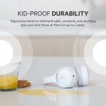 Belkin SoundForm Mini – Wireless Bluetooth Headphones for Kids with Built in Microphone – On-Ear Earphones for iPhone, Fire Tablet & More – White w/Case