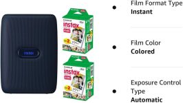 Fujifilm Instax Mini Link Smartphone Printer (Space Blue) + Fuji Instax Mini Film (40 Sheets) – Instax Mini Link Printer Bundle