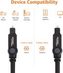 Amazon Basics Toslink Digital Optical Audio Cable, Multi-Channel, for Audio System, Sound Bar, Home Theatre, Gold-Plated Connectors, 6 Foot, Black