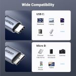 UGREEN 10 Gbps Micro B to USB C Hard Drive Cables, 3.3FT USB C to Micro B, External Hard Drive Cable Compatible with MacBook Pro/Air, iPad/Tablet, iPhone, Samsung Galaxy S24, WD Seagate etc