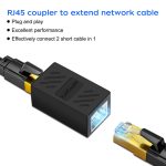 QINGLER RJ45 Cat6 Coupler Ethernet Extender Connector, 6 Pack in Line Coupler for cat7 cat6 cat5e cat5 Ethernet Cable Extender Female to Female (Black)