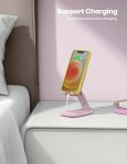 Lamicall Pink Phone Stand for Desk – Rose Gold Cell Phone Holder Desktop Pink Desk Accessories Compatible with iPhone 14 Pro Max Plus, 13 12 11 XR X 8 7 6 Plus SE, 4-8” Smartphone