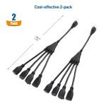 Cable Matters 2-Pack 4 Outlet Power Splitter Cord 1.5 ft, NEMA 5-15P to NEMA 5-15R Y Power Cord Splitter, 16 AWG Outlet Saver, 4 Way Extension Cord Splitter, 1.5 Feet