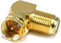 Monoprice F Type Right Angle Female to Male Adapter, Gold Plated