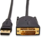 Amazon Basics DisplayPort to DVI Display Cable, 1920x1080p, 1080@60Hz, Vinyl Cable, Gold-Plated Plugs, 6 Foot, Black