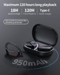 MAIJOFO Wireless Earbuds Bluetooth Headphones Sports Over-Ear Bluetooth 5.3 Ear Buds with Earhooks 120H Playtime Wireless Headphones for Workout Waterproof Bluetooth LED Power Display