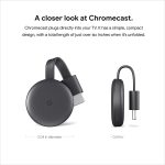 Google Chromecast – Streaming Device with HDMI Cable – Stream Shows, Music, Photos, and Sports from Your Phone to Your TV with Microfiber Cloth and Travel Carrying Pouch – Charcoal, Black