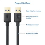 Cable Matters Long USB 3.0 Cable 10ft, USB to USB Cable/USB A to USB A Cable/Male to Male USB Cord/Double USB Cord in Black