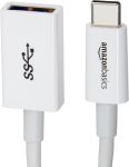 Amazon Basics USB-C to USB-A 3.1 Gen1 Female Adapter Cable Converter, 5Gbps High-Speed, USB-IF Certified, for Laptops, Tablets, Phones, White