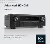 Denon AVR-S570BT 5.2 Channel AV Receiver – 8K Ultra HD Audio & Video, Enhanced Gaming Experience, Wireless Streaming via Built-in Bluetooth, (4) 8K HDMI Inputs, Supports eARC, HD Setup Assistant