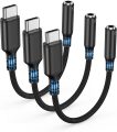 Highwings USB Type C to 3.5mm Female Headphone Jack Adapter, (3-Pack) USB C to Aux Audio Dongle Adapter Compatible for iPhone 15 Pro Max/15 Pro/15 Plus, Samsung Galaxy S23/S22/S21 Ultra,iPad Pro-Black