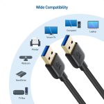 Cable Matters Long USB 3.0 Cable 10ft, USB to USB Cable/USB A to USB A Cable/Male to Male USB Cord/Double USB Cord in Black