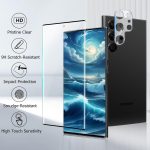 [2+2 Pack] Galaxy S23 Ultra 5G Screen Protector, 2 Pack Tempered Glass Screen Protector +2 Pack Tempered Glass Camera Lens Protector,3D Curved,9H Tempered Glass,Touch Sensitive,Fingerprint Support.
