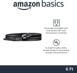 Amazon Basics Computer Monitor TV Replacement Power Cord, 6′, Black