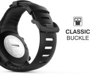 MoKo Suunto Core Watch Band, Classic Replacement Soft Wrist Band Strap with Metal Clasp for Suunto Core Smart Watch, Fits 5.51″-9.06″ (140mm-230mm) Wrist, All Black