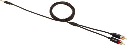 Amazon Basics 3.5mm Aux to 2 RCA Adapter Audio Cable for Stereo Speaker or Subwoofer with Gold-Plated Plugs, 4 Foot, Black