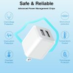 USB A Wall Charger, Charger Adapter, 3-Pack 2.4A Dual Port Quick Charger Plug Cube for Phone 13 12 11 Pro Max SE XS XR X 8 7 6 6S Plus, LG, Android Power Block Fast Charging Box Brick