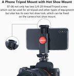 ULANZI ST-06 Camera Hot Shoe Phone Holder Flexible Phone Tripod Mount Adapter w Cold Shoe Mount for Microphone LED Light for DJI Ronin SC iPhone Samsung Canon Nikon DSLR Photography