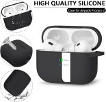 Ljusmicker AirPods Pro Case Cover with Cleaner Kit,Soft Silicone Protective Case for Apple AirPod Pro 2nd/1st Generation Case for Women Men,AirPods Pro 2/Pro Case Accessories with Keychain-Black