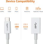 Amazon Basics USB-C to USB-A 3.1 Gen1 Female Adapter Cable Converter, 5Gbps High-Speed, USB-IF Certified, for Laptops, Tablets, Phones, White