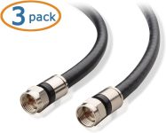Cable Matters 3-Pack RG6 Cable CL2 in-Wall Rated (CM) Quad Shielded Coaxial Cable 3 ft, RG6 Coax Cable Cord for TV, Digital Router, Satellite Receiver and More, in Black
