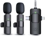 PQRQP 3 in 1 Wireless Lavalier Microphones for iPhone, iPad, Android, Camera, USB-C Microphone, 7-Hour Battery, Mini Microphone with Noise Reduction for Video Recording, Vlog, YouTube, TikTok