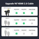 UGREEN HDMI Cable Right Angle 4K 90 Degree HDMI Cord High Speed Down Angle HDMI 2.0 Cable, 4K@60Hz HD 3D 1080P ARC Compatible for Laptop Monitor Nintendo Switch Xbox PS5 PC TV 3.3FT