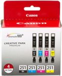 Canon CLI-251 BK/CMY 4PK Compatible to MG6320, iP7220, MG5420, MX922, MG7120, MG6420, MG5520, iX6820, iP8720, MG7520, MG6620, MG5620