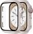 Smiling 2 Pack Case Built in Tempered Glass Screen Protector Compatible with Apple Watch SE 2023/Serie 6/SE/5/4 40mm,Hard PC Case Overall Protective Cover- Starlight