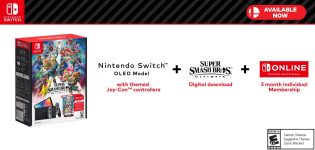 Nintendo Switch™ – OLED Model Super Smash Bros.™ Ultimate Bundle (Full Game Download + 3 Mo. Nintendo Switch Online Membership Included)
