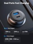 UGREEN 63W USB C Car Charger Adapter, PPS 45W Super Fast Charging 2.0 + 18W QC Type C Car Charger, Dual USB Car Charger for Galaxy S24/S23/S22/S21/S20/Note 20 Series, iPhone 15/14/13/12/iPad/MacBook