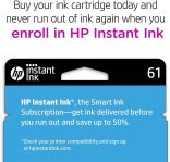 HP 61 Tri-color Ink | Works with DeskJet 1000, 1010, 1050, 1510, 2050, 2510, 2540, 3000, 3050, 3510; ENVY 4500, 5530; OfficeJet 2620, 4630 Series | Eligible for Instant Ink | CH562WN
