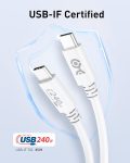 Cable Matters [USB-IF Certified] 240W USB C Cable 6.6 ft in White for MacBook Pro, iPad Pro, iPhone 15 Pro, Apple Vision Pro (140W USB C Charger Cable, USB C Charging Cable, USB 2.0, No Video)