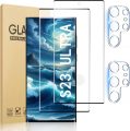 [2+2 Pack] Galaxy S23 Ultra 5G Screen Protector, 2 Pack Tempered Glass Screen Protector +2 Pack Tempered Glass Camera Lens Protector,3D Curved,9H Tempered Glass,Touch Sensitive,Fingerprint Support.