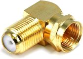 Monoprice F Type Right Angle Female to Male Adapter, Gold Plated