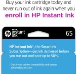 HP 65 Tri-color Ink Cartridge | Works with HP AMP 100 Series, HP DeskJet 2600, 3700 Series, HP ENVY 5000 Series | Eligible for Instant Ink | N9K01AN