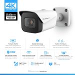 Amcrest UltraHD 4K (8MP) Outdoor Bullet POE IP Camera, 3840×2160, 98ft NightVision, 2.8mm Lens, IP67 Weatherproof, MicroSD Recording, White (IP8M-2496EW-V2)