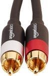 Amazon Basics 2 RCA Audio Cable for Stereo Speaker or Subwoofer with Gold-Plated Plugs, 8 Foot, Black