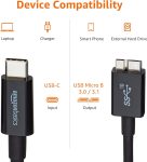 Amazon Basics USB-C to Micro USB 3.1 Gen 2 Fast Charging Cable, 10Gbps High-Speed, 3 Foot, Black