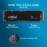 Crucial P3 1TB PCIe Gen3 3D NAND NVMe M.2 SSD, up to 3500MB/s – CT1000P3SSD8
