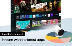 SAMSUNG 30”- 100” The Freestyle Smart Portable Projector, FHD, HDR, Indoor/Outdoor Home Use, Big Screen Experience, 360 Sound, SP-LSP3BLAXZA, 2022 Model (Renewed)