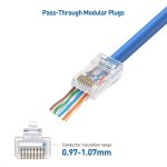 Cable Matters 50-Pack Cat 6 Pass Through RJ45 Connectors (Cat 6 Ends / Cat6 Connector / RJ45 Modular Plugs/Ethernet Plugs/Network Connector) for Solid or Stranded UTP Ethernet Cable